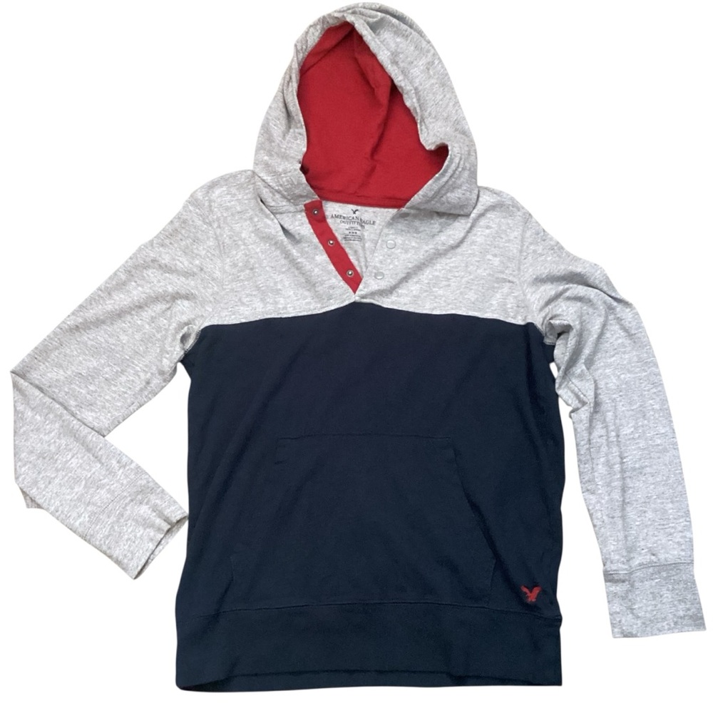 American Eagle‎ Colorblock Snap Front Lightweight Cotton Hoodie Medium Preppy